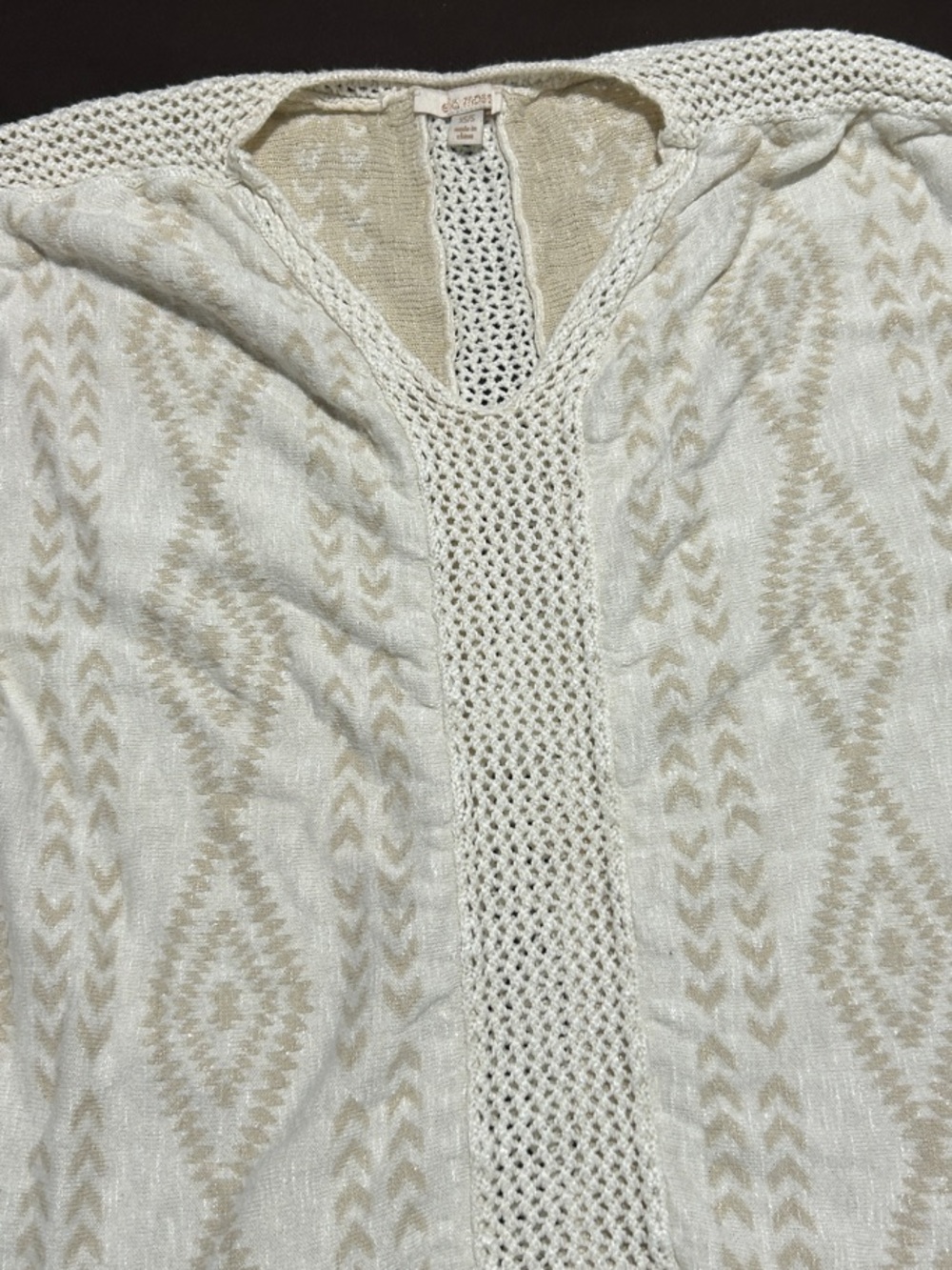 Ella Moss Cream and Tan Knit Swim Cover-Up Tunic